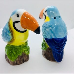 Ceramic Parrots Salt & Pepper Shakers Tropical